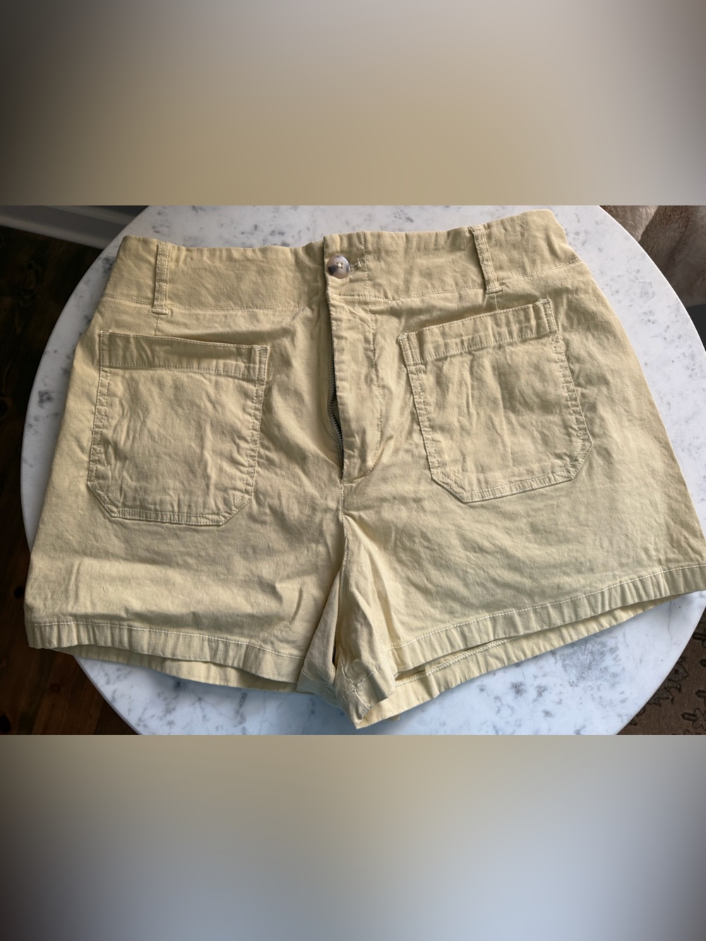 Maeve Light Yellow Cotton Shorts